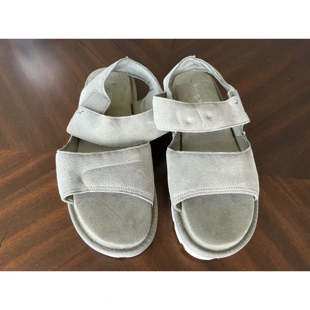 Koolaburra by UGG Suede Platform Sandals Adjustable Straps Grey Sage Women 11